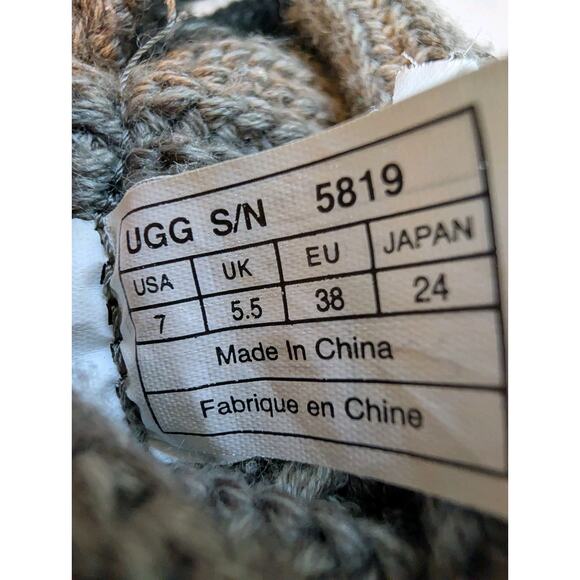 UGG Australia Boots Cardy Classic Knit Tall Gray Cozy Sweater Sz 7 Boho Peasant - Picture 5 of 9